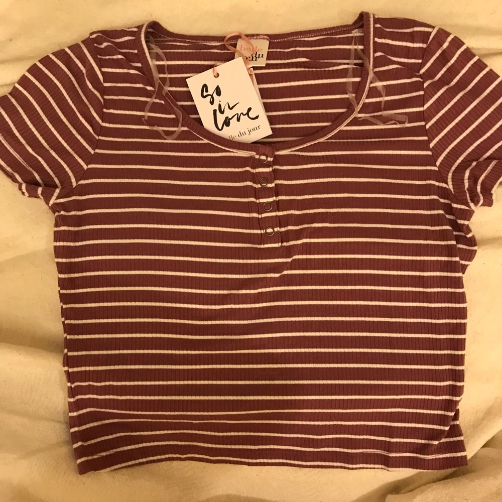 Purple and white stripes crop top